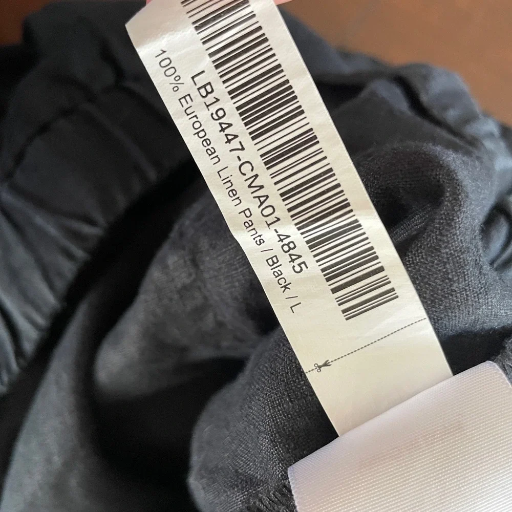 Quince Linen Pants Womens Large Black 100% European Linen Casual Coastal